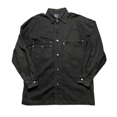 Vintage 1990s KARL KANI Denim Shirt ~ L ~ Old School / Hip Hop / Streetwear ~ Overshirt ~ Made in USA 