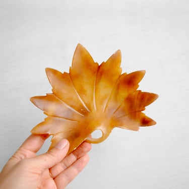 Vintage Carved Stone Maple Leaf Dish 