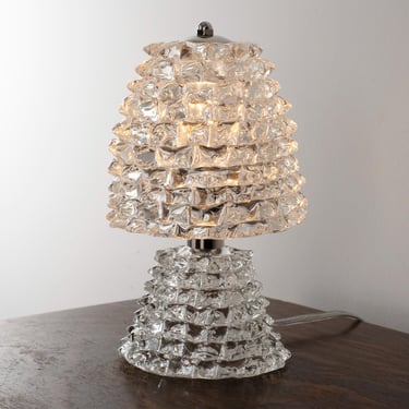 Rostrato Murano glass table lamp pure venetian crystal color, handmade vintage style Barovier lamp Made in Italy 