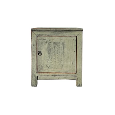 Oriental Distressed Light Gray 1 Door End Table Nightstand Chest ws4396E 