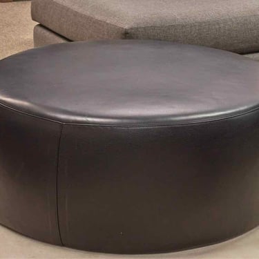 Room &amp; Board Round Black Leather Ottoman