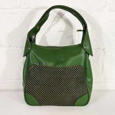 Vintage Overnight Bag Case Flight Travel Train Case Records Luggage Royal Traveller Montbello Green Large Carry On Woven Pockets 1960s 60s 