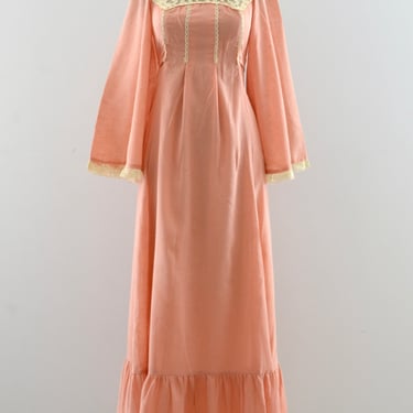 Vintage 1970s Pink Boho Angel Sleeve Dress
