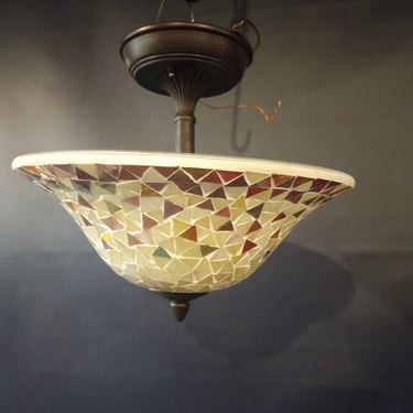 Semi Flush 2 Bulb Lighy with Glass Mosaic Shade, 13 x 12
