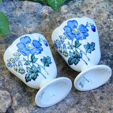 2 Spode Blue Flowers Egg Cups~Retired SPODE Fine Bone China England 