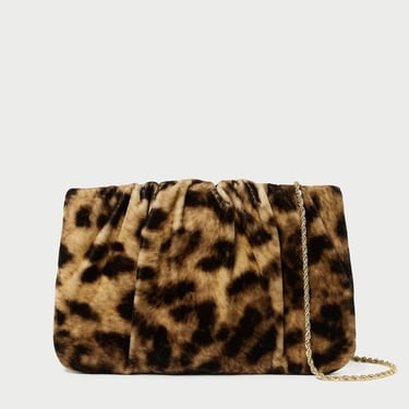 Serena Leopard Gathered Velvet Clutch