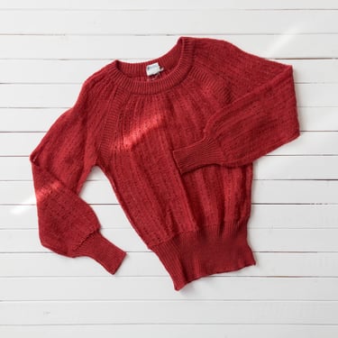 vintage knit sweater | 70s terra cotta orange pink cozy open wave dark academia cottagecore sweater 