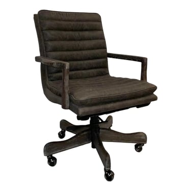 Sable Vintage Style Channeled Leather Adjustable Desk Chair