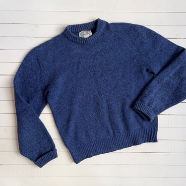 blue wool sweater | 80s 90s vintage dark blue black academia style thick warm knit sweater 