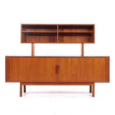 Kai Kristiansen for Faarup Møbelfabrik Mid Century Danish Teak Tambour Credenza and Hutch - mcm 