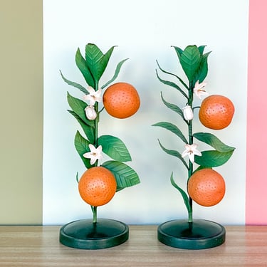 Pair of Orange Candlesticks