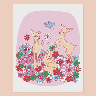 Floral Deer Print 8x10