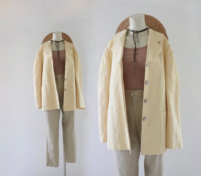 chamomile linen jacket - s - vintage 90s y2k | Bumbleebuck