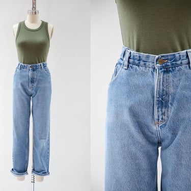 high waisted jeans | 90s vintage L.L. Bean straight leg faded relaxed fit boyfriend mom jeans 34x29 