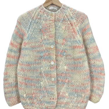 Vintage Wool Mohair Multicolor Cardigan Sweater Women’s  Small
