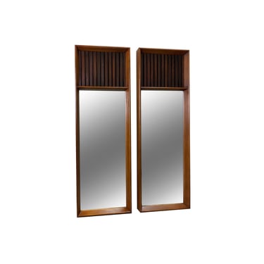 Lane “Tower Suite” Pair of Mid Century Modern Brutalist Mirrors c. 1960s 