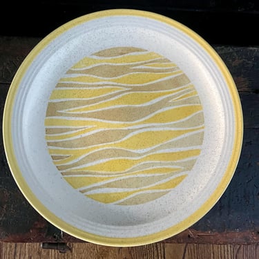 Vintage Yellow, Tan and White Serving Plate 