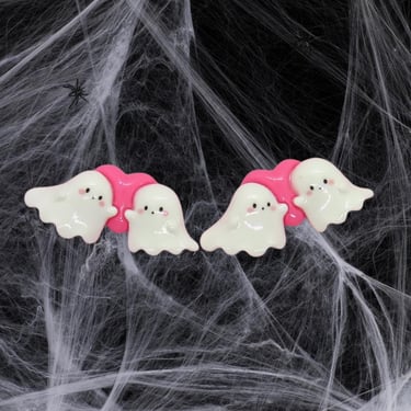 Halloween Hair Clip Cute Ghosts & Heart Barrette Pastel Fall Autumn Accessory 