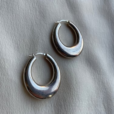 90s silver oblong hoop earrings E357