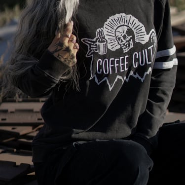 Coffee Cult Crewneck Sweatshirt | Comfy Hemp Sweatshirt | Skull Shirt | Vintage Style 70s Sweatshirt | Jumper | Coffee Lover | Foodie Gift 