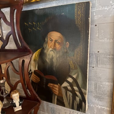 Rabbi Oil Painting on Canvas as found 16x21