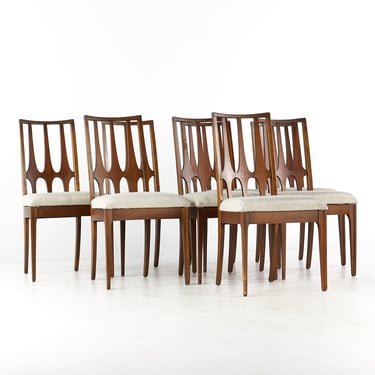 Broyhill Brasilia Brutalist Mid Century Walnut Dining Chairs - Set of 8 - mcm 