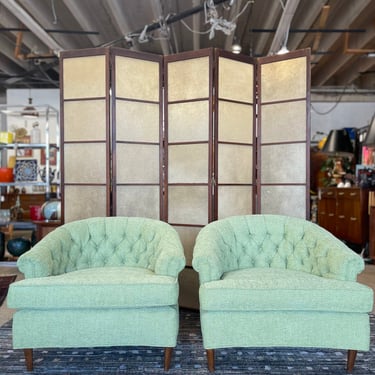 Vintage Tufted Barrel Chairs