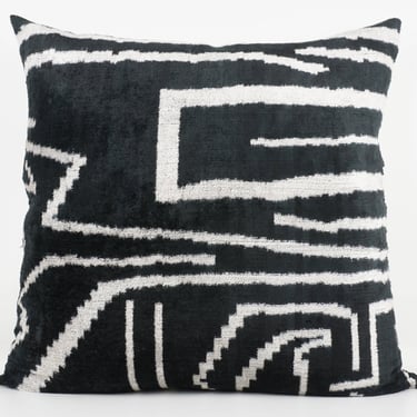 HANDMADE  IKAT SILK/VELVET PILLOWCASE 24"x24"