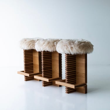 Modern Cicely Counter Stool with Sheepskin Seat 