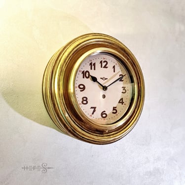 Kienzle Germany Railway Clock 1920s Vintage Brass Wood Replica On Steel 
