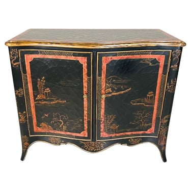 Louis XV Style Black & Gold Chinoiserie Buffet Chest By Maitland Smith 