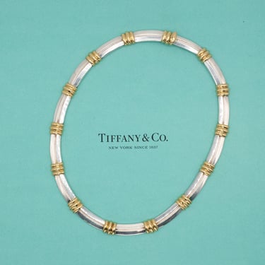 Tiffany &amp; Co Silver and 18 Karat Yellow Gold Necklace, 1995