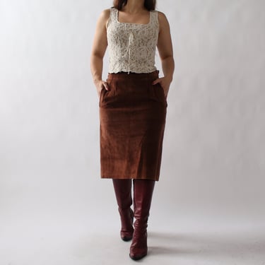 Vintage Terra Cotta Suede Skirt - W29