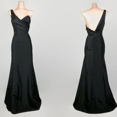 VINTAGE 90s Y2K Exquisite Cold Shoulder Bombshell Gown | 2000s Gothic Bridesmaid Formal Party Dress | Alvina Valenta Custom Sz 10 | vfg 