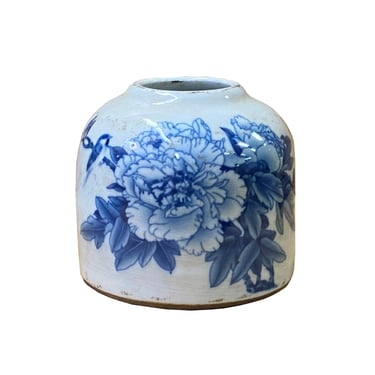 Lot 2 Chinese Blue White Porcelain Fat Base Flowers Graphic Small Vase ws2046E 