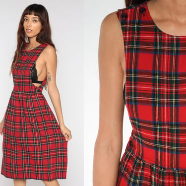 Medium 70s Red Plaid Pinafore Dress – Flying Apple Vintage