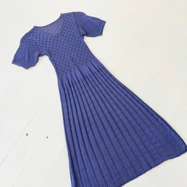 1930s Indigo Purple Knit Dress 