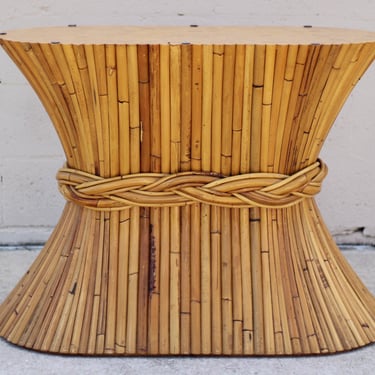Signed McGuire Sculptural Bamboo Elliptical NP-12 Sheaf Wheat Dining Table Base 