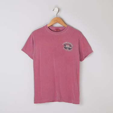 Vintage 90s Charleston, SC T-Shirt - front & back graphics, south carolina, brick red, faded - Men's S 