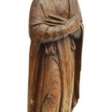 Antique Figure, Madonna, Oak, Continental Religious Carved 32 inches, 1800's!