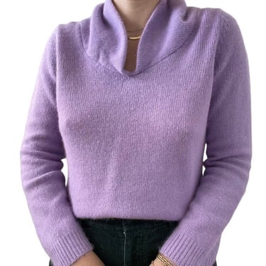 Vintage Rafella Womens Lavender Angora Fluffy Blend Cowl Neck Sweater Sz M 