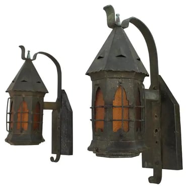 Rare pair of 1930's copper outdoor sconces