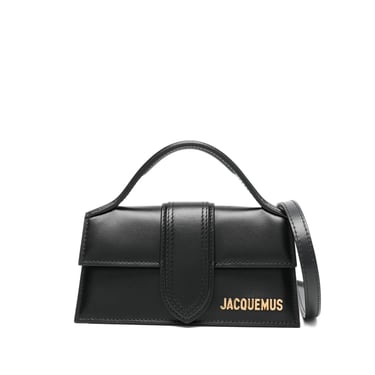 Jacquemus Women Black
 Single Top Handle
 Gold-Tone Logo Lettering
 Rectangular Shape
 Flap Closure
 Leather
