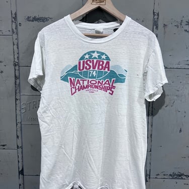 XL 1970s distressed tshirt Paper Thin USVBA volleyball championship shirt 1974 Knonxville TN graphic t shirt 