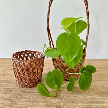 Vintage Small Natural Woven Baskets - Set of 2 