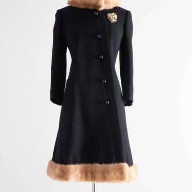 Gorgeous 1960's Structured Wool Coat With Mink Trim / Medium