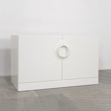 Ivory White Vintage Jurgen Lange Schönbuch Space Age Quadro Cabinet Credenza Sideboard Dresser Storage Futuristic Mid Century Modern Organic 
