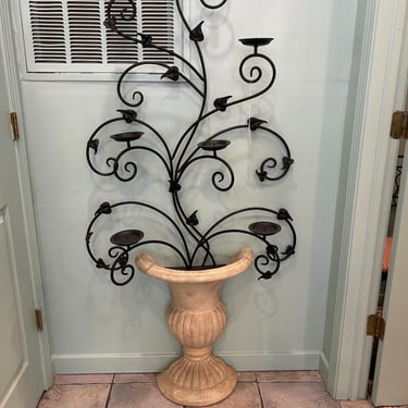 Stone Urn Metal Candelabra - Indoor/Outdoor 