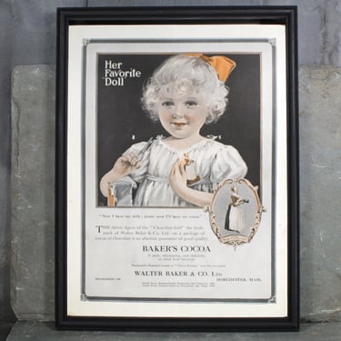 1916 Baker's Chocolate Advertisement | UNFRAMED Antique Magazine Advertising Page | For Chocolate Lovers! | Baker's Cocoa | World War I 