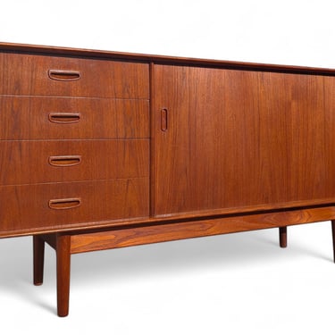 Mid Century English Modern Dalescraft Teak Tambour Door Credenza 